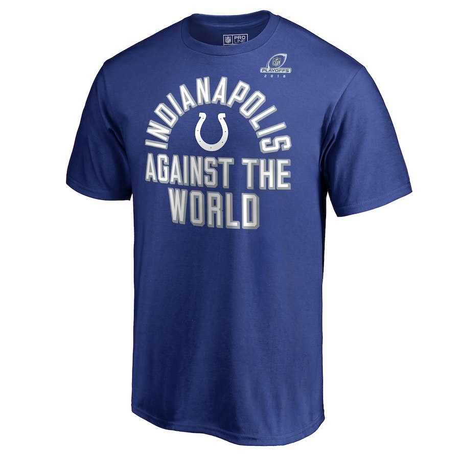 Men's Colts Blue 2018 NFL Playoffs Against The World T-Shirt,We sell and wholesale Men's Colts Blue 2018 NFL Playoffs Against The World T-Shirt on line form chian!